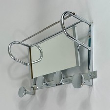 Art Deco Garderobe Wandgarderobe Hutablage Alu Spiegel, Frankreich 1930er 1940er