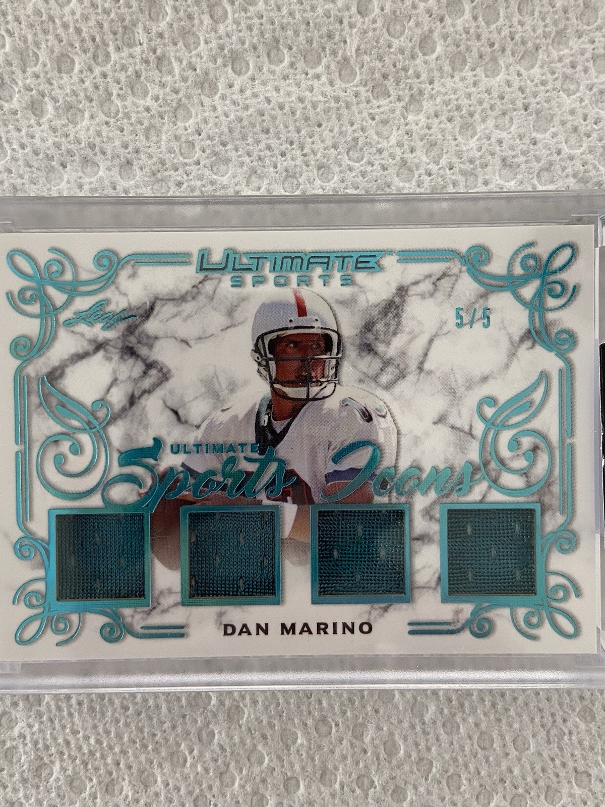 Dan Marino Miami 2021 Leaf Ultimate Sport Icons 5/5 QUAD PATCH: Beautiful & RARE