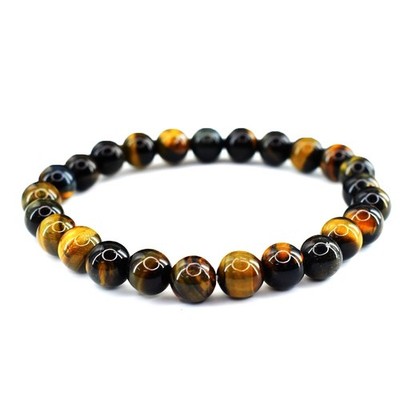 Atemberaubendes blaues Power Tigerauge 103,00 kt Perlen dehnbar Armband VK 04 AZ6