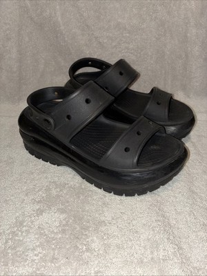 Crocs Mega Crush Platform Sandals Black size Wo 7 Men 5 Adjustable Ankle Strap