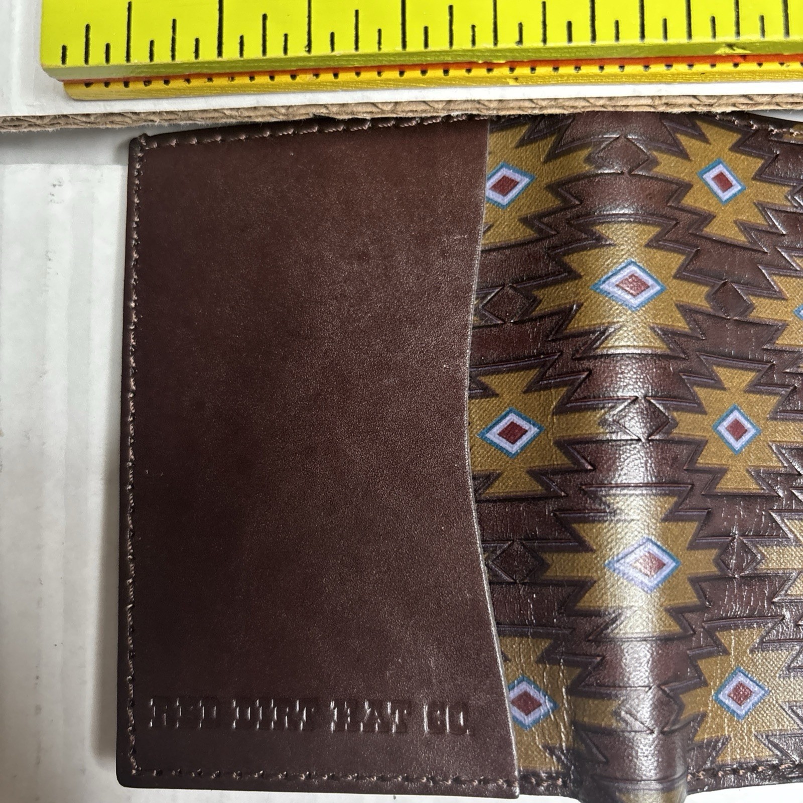 Rare Red Dirt Hat Western Trifold Wallet Leather Logo Soutwest Brown Collect NIB image 3