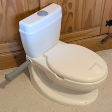 Kids Potty Training Toilet Seat, Flush Sound, Removable Bowl White/Grey