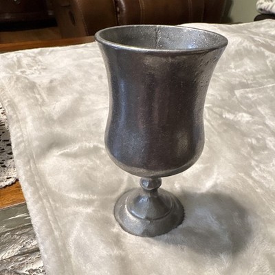 Collectible Pewter Goblet Chalice Silver Tone Vintage Decorative Drinkware Cup