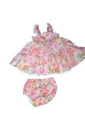 Baby Girl Floral Smocked Dress and Bloomer Set