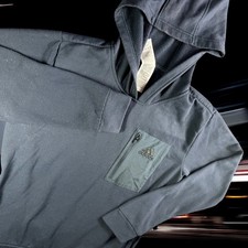 Adidas Hoodie Sweatshirt Men M Pullover Chest Zip Pocket Fleece Gym Athletic