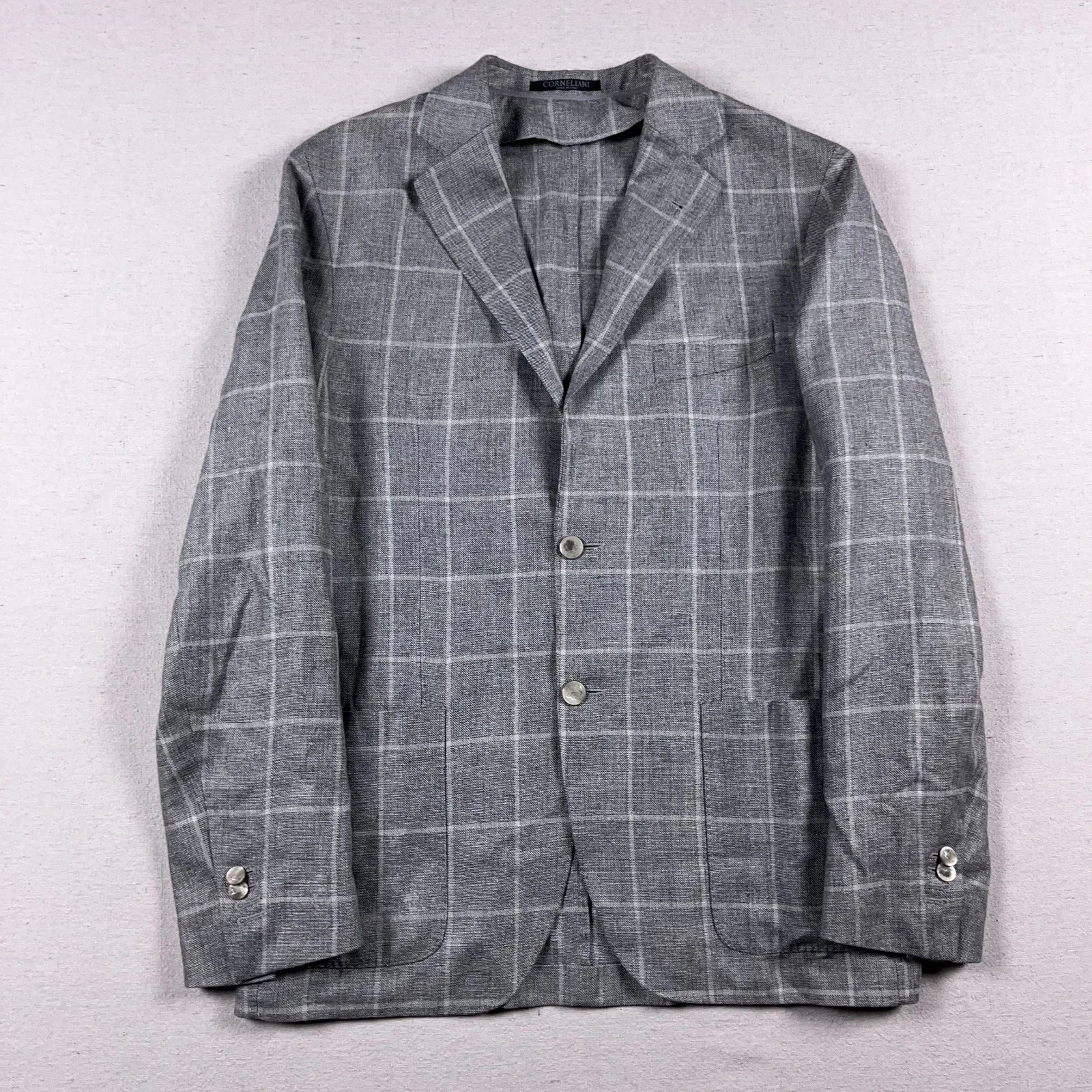 Corneliani ID Blazer Mens 52R Silk Linen Wool Windowpane Unlined Unstructured
Opens in a new window 