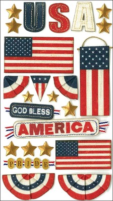 3er Pack - Jolee's Le Grande Dimensional Aufkleber - God Bless America - E5050300
