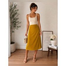Maeve Anthropologie Mustard Velvet Midi Skirt Size Medium