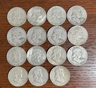 Lot of 15 Franklin Silver Half Dollars 1952–1962 Circulated 90% Silver US Coins