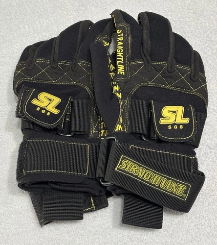 Straight Line Womens Water Ski Gloves Size MEDIUM Black Yellow Straightline