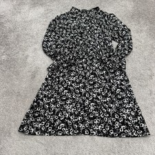 J.Crew Merchantile Floral Ruffle Mini Dress Womens Medium Petite Black Elastic