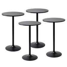 Round Bar Height Pub Table, Black, 4pk