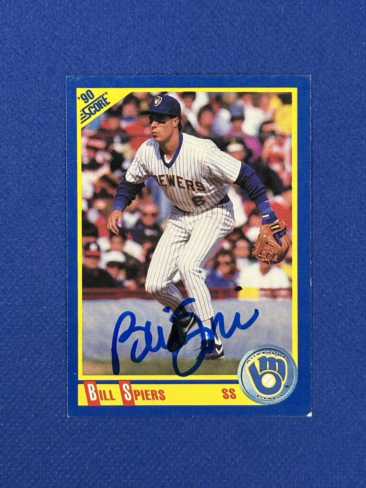BILL SPIERS 1990 Score #449 autographed signed baseball card BREWERS AUTO