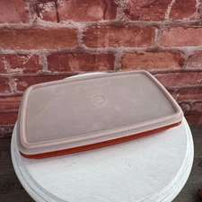 Vintage Tupperware Cold Cut Meat Cheese Keeper Container w/ Lid 9x5 Paprika Red