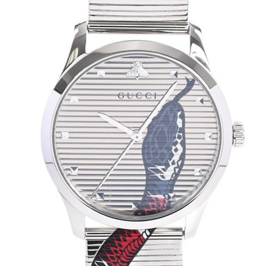 GUCCI G Timeless King Snake YA1264123 Silver Men's Used Watch Boxed From JAPAN