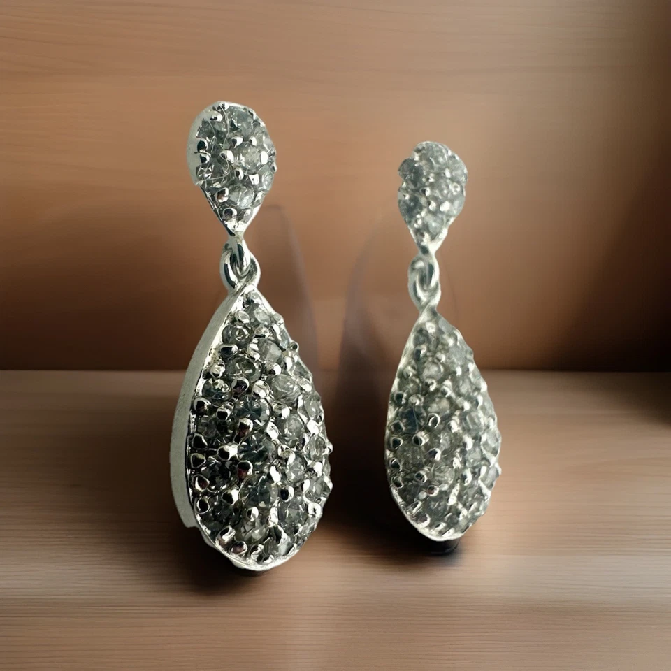 Swarovski Clear Crystal  Dangle Tear Drop Earrings Foto 3 de 4