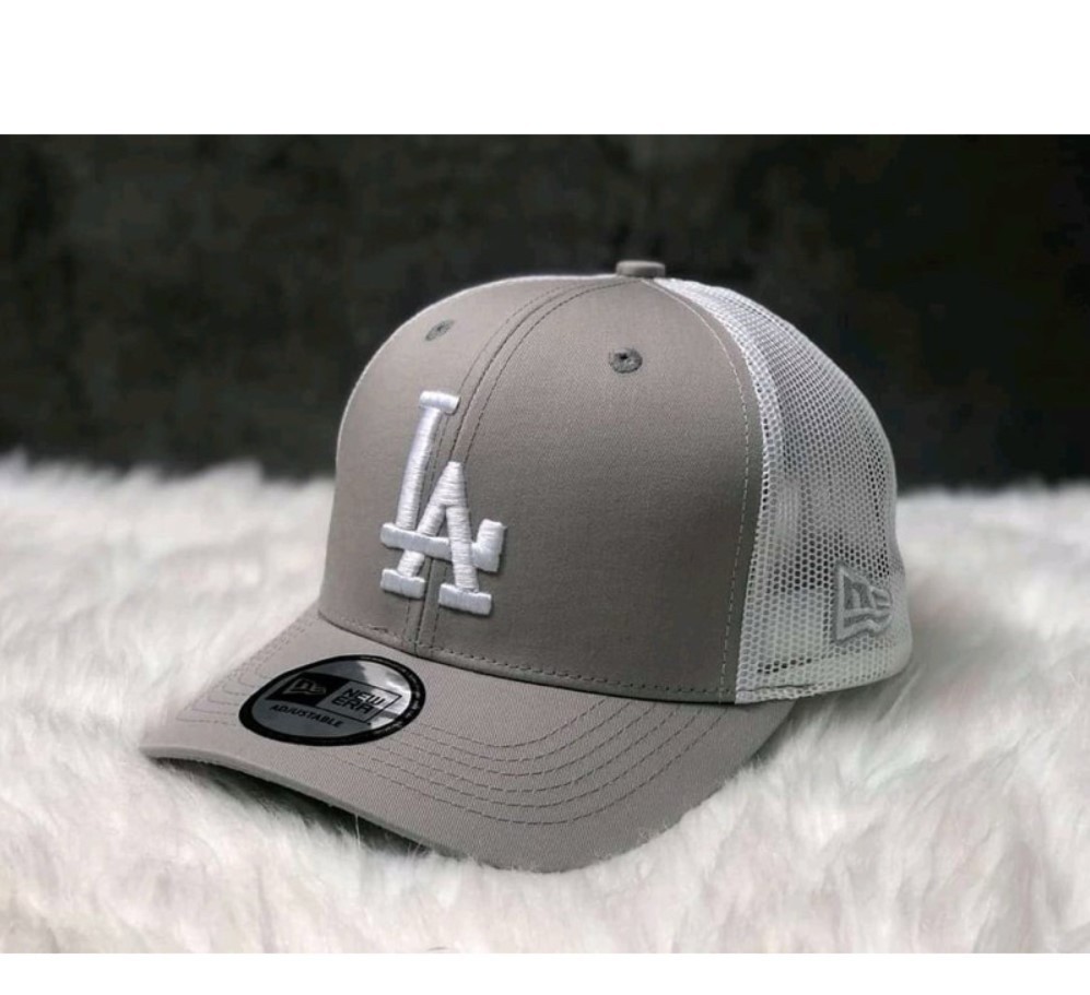 Gray White Mesh Adjustable Baseball Cap