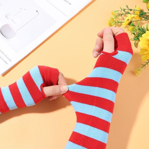Cotton Wristband Arm Warmer Elbow Mittens Fingerless Long Gloves Long Sleeve - Picture 9 of 12