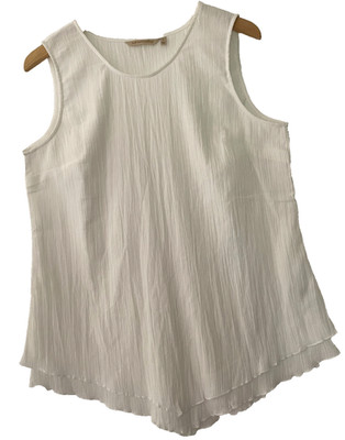 Soft Surroundings Size M Siesta Key Tank Top Gauze Cotton WhiTE COasTaL NWOT