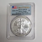 U.S. Mint 2020 (W) American Silver Eagle $1.oo 1 oz .999 Silver PCGS MS70