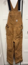 Carhartt OR4031-M Loose Fit Washed Duck Insulated Bib Overall Mens Small Brown
