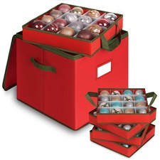 Christmas Ornament Storage Box, Ornament Storage Include 4 Trays with Adjusta...