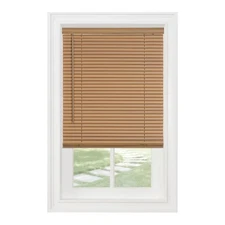 Cordless Window Minds Mini Blinds 1" Slats Woodtone Vinyl Blind