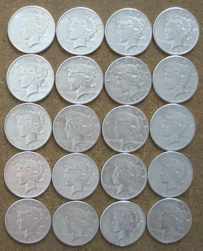 ROLL 1924-S PEACE SILVER DOLLARS..  AU/BU
