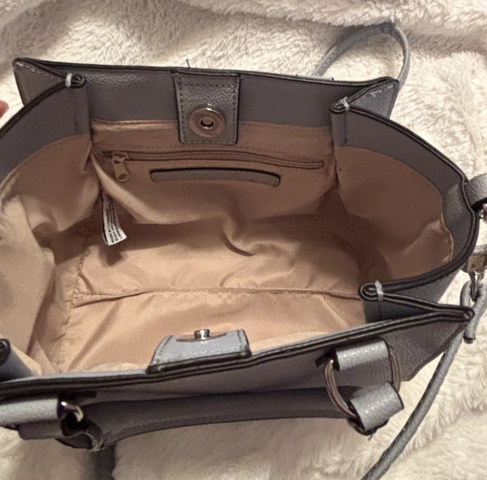 Nine West Satchel Crossbody Purse Blue with Silver Hardware Adjustable Strap - Image 4 of 4