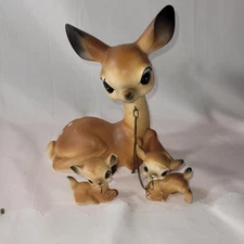 Vintage Norleans Anthropomorphic Deer Figurine Trio Mom Babies