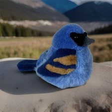 Wild Republic Audubon Society Bird Blue Plush Grosbeak Works CHIRPS 2002 Works!