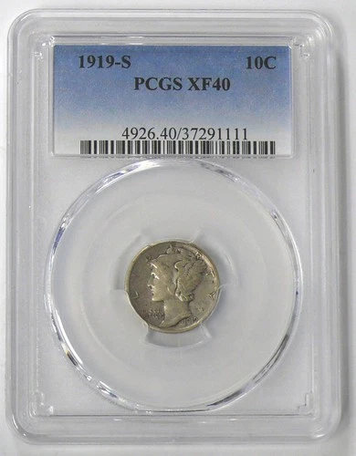 1919-S XF-40 MERCURY DIME - NICE COIN - PCGS GRADED - SEE PICTURES