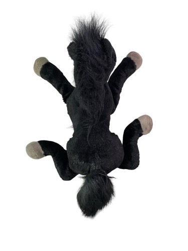 Aurora Black Horse Plush Floppy Stuffed Animal With White Patch Grey Hooves 14” - Picture 7 of 11