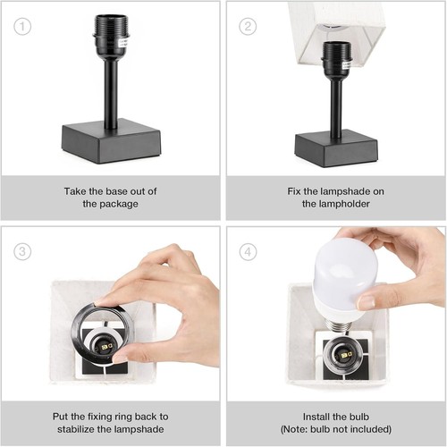 Small Table Lamp for Bedroom - Bedside Lamps 12.8in, Cream & Black - Picture 8 of 9