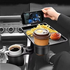 Universal Car Cup Holder Tray 360° Rotating Adjustable Dual Cup Organizer