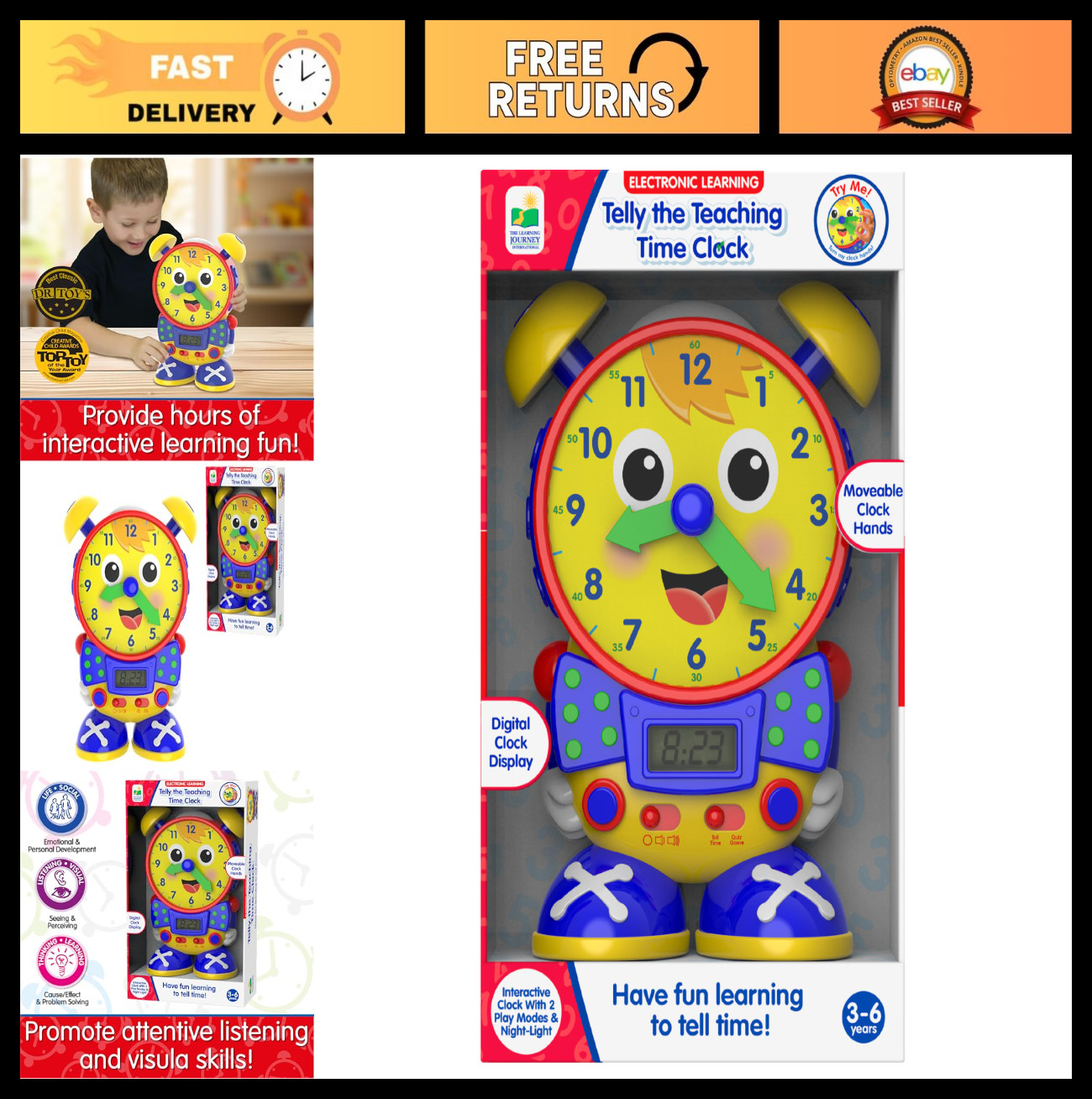 Interactive Teaching Time Clock Toy &ndash; Analog & Digital Lea