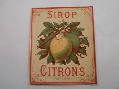 Ancienne étiquette SIROP DE CITRON N°396 THEUILLIER BORDEAUX