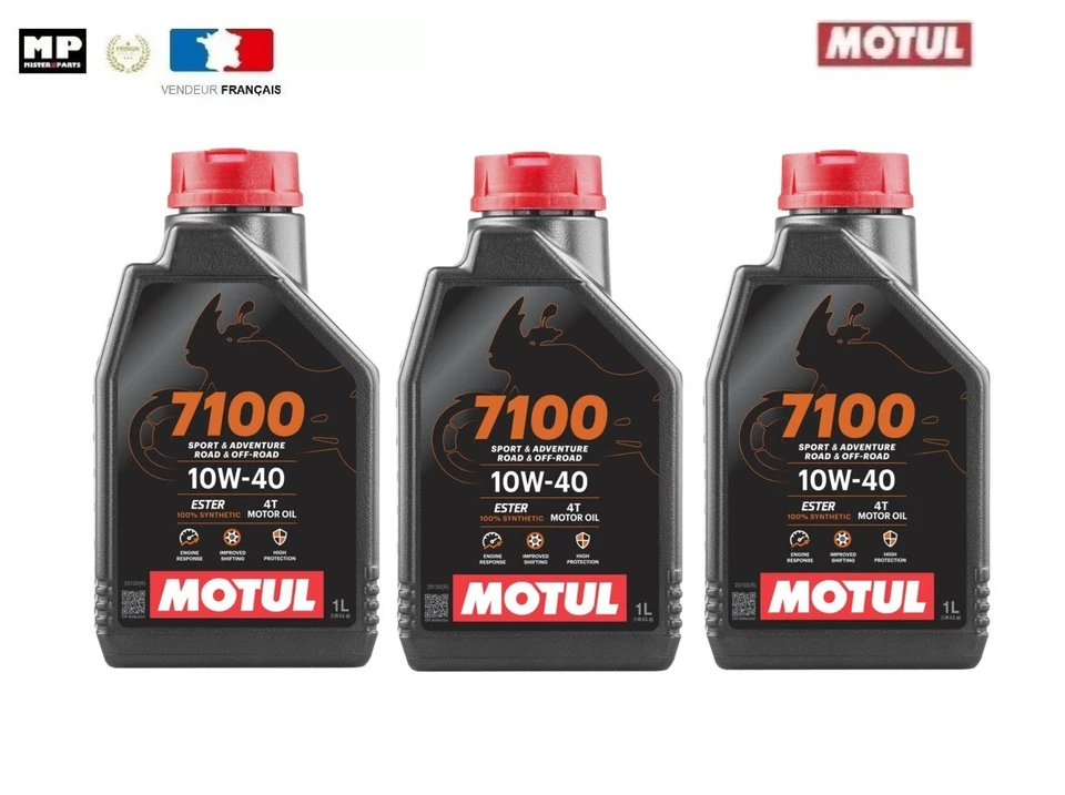 Huile Moteur MOTUL 7100 10W40 3 Litres 100% synthèse moto scooter quad 4 temps - Photo 1/1