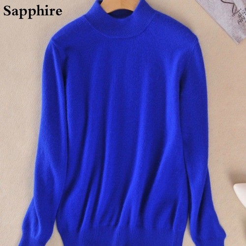 Women Wool Blend Sweater Fut Knitwear Turtleneck Fury Jumper Solid Warm Winter - Picture 19 of 21