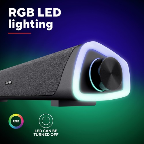 Trust Liro Soundbar PC Speaker 12W Compact Stereo Sound Bar with RGB LED Ligh... - Picture 5 of 9