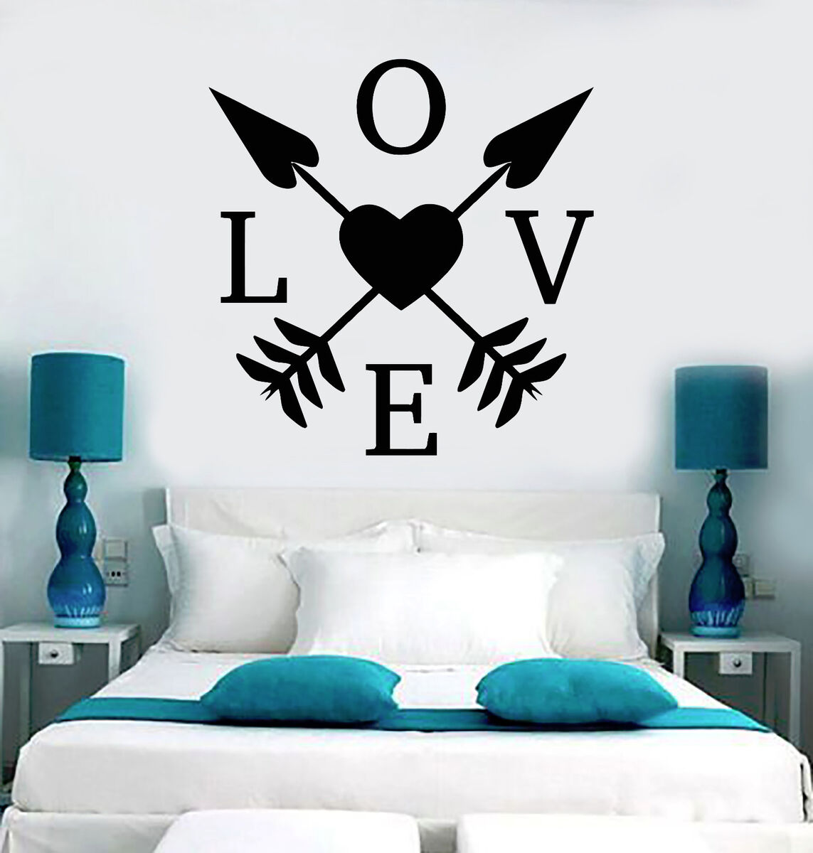 Vinyl Wall Decal Love Heart Arrows Romantic Room Decoration