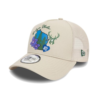 New Era Cap Men's NBA Milwaukee Bucks Badger State Beige