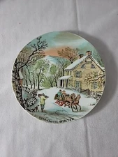 Vintage Artmark - Currier & Ives - Winter - Decorative Plate - Japan - FREE SHIP