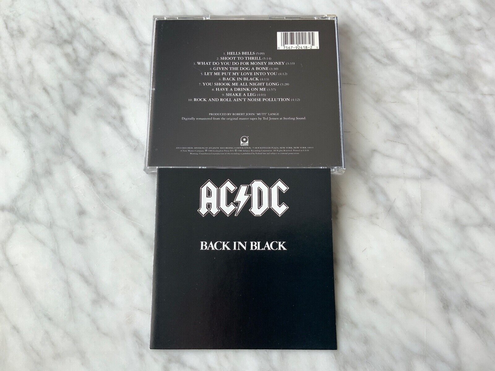 AC/DC Back In Black CD Atco 92418-2 Brian Johnson, Angus Young, Hells Bells