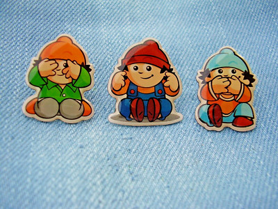 Pin Mainzelmännchen nichts sehen, nichts hören und nichts sagen ...als 3er Satz