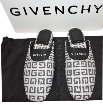 Givenchy Mules Bedford Leather Flats Black Leather Logo Shoes 36.5