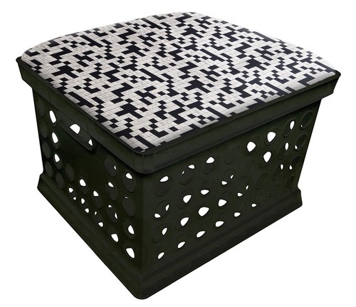 Black Ottoman Bench Storage Utility Crate Novelty Fabric Removable Seat Cushion - Picture 9 of 31