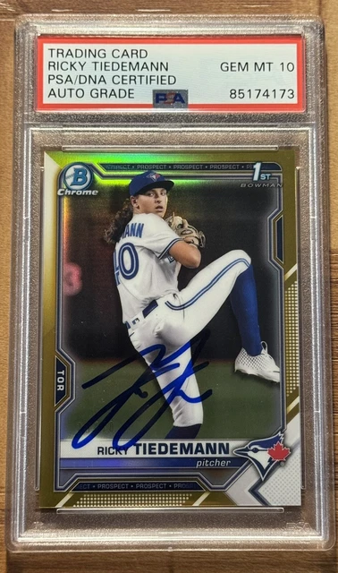 2021 Bowman Chrome Signed Ricky Tiedemann Gold Refractor /50 PSA 10 AUTO BDC-89