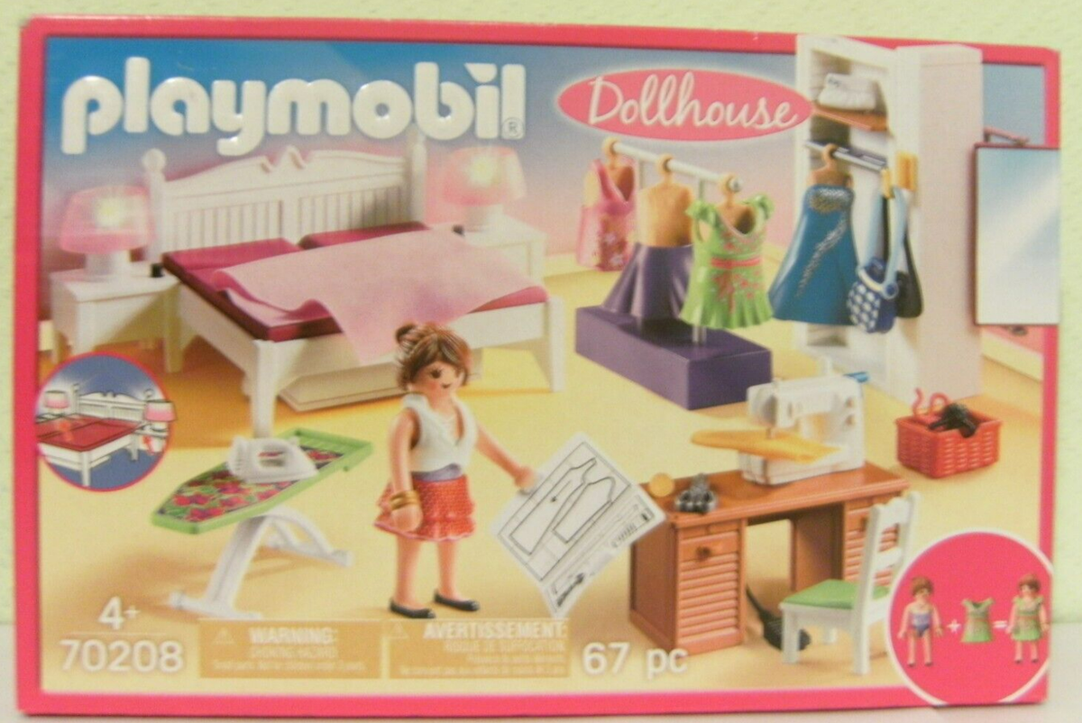 playmobil dollhouse schlafzimmer mit nähecke 70208 neu & ovp möbel