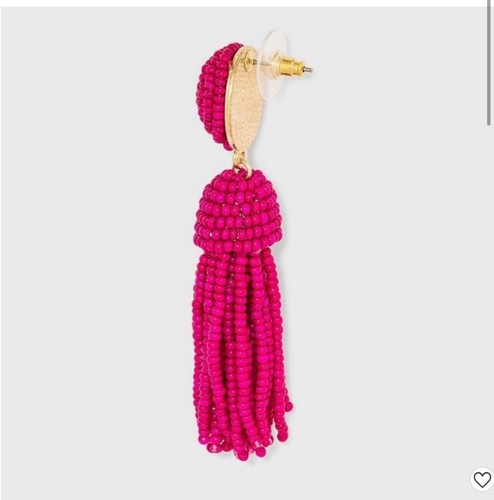 Lot Of 32 Sugarfix BaubleBar Dark Pink Polished Beads 2.5" Tassel Earrings - Picture 2 of 4